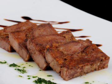 Deboned Iberian pork cheek confit Slab