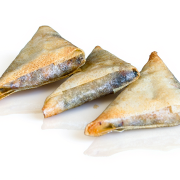BLACK PUDDING, PIQUILLO PEPPERAND PINE NUTS TRIANGLES,