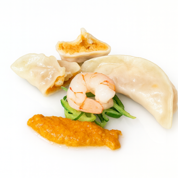 RED PRAWN AND VEGETABLE GYOZA